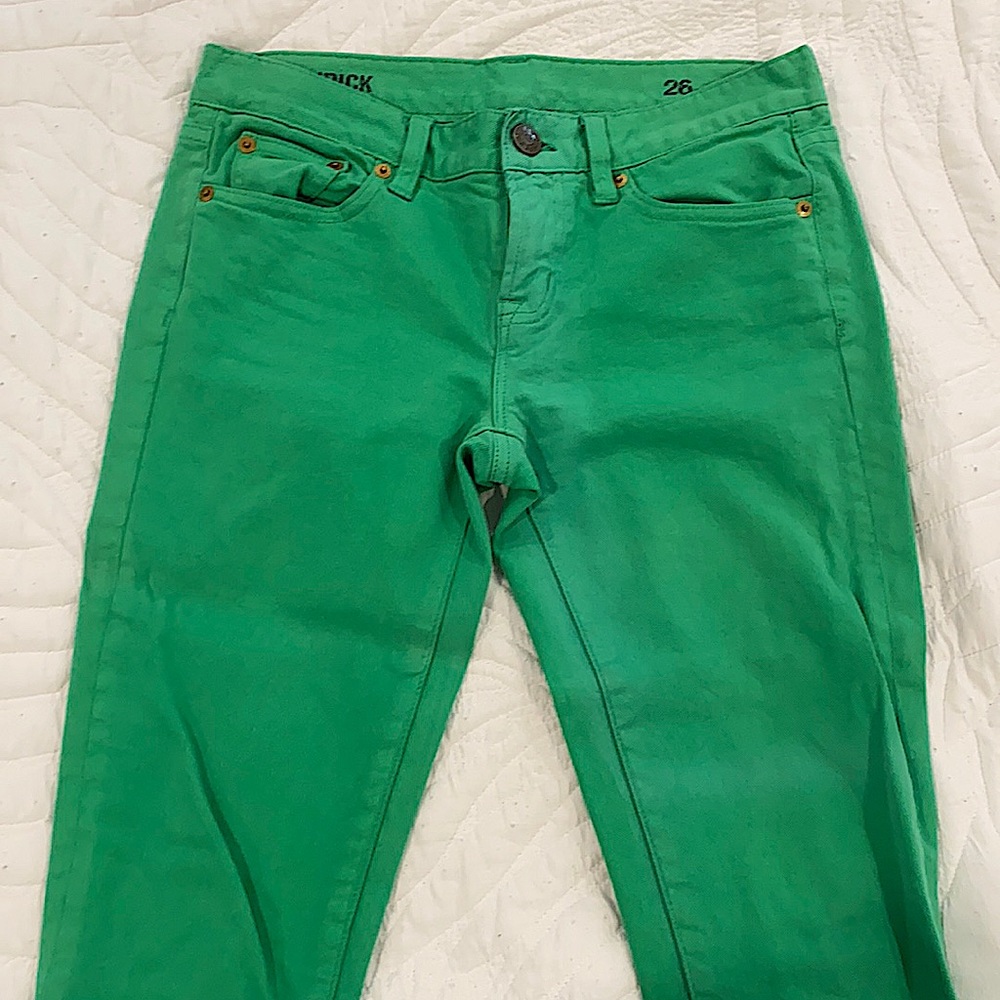 JCrew toothpick jean, sz 26R, Kelly green